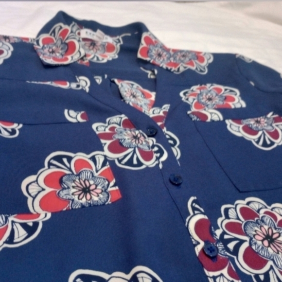 Express The Portofino Shirt Navy & Pink Floral Size SP - Picture 5 of 13
